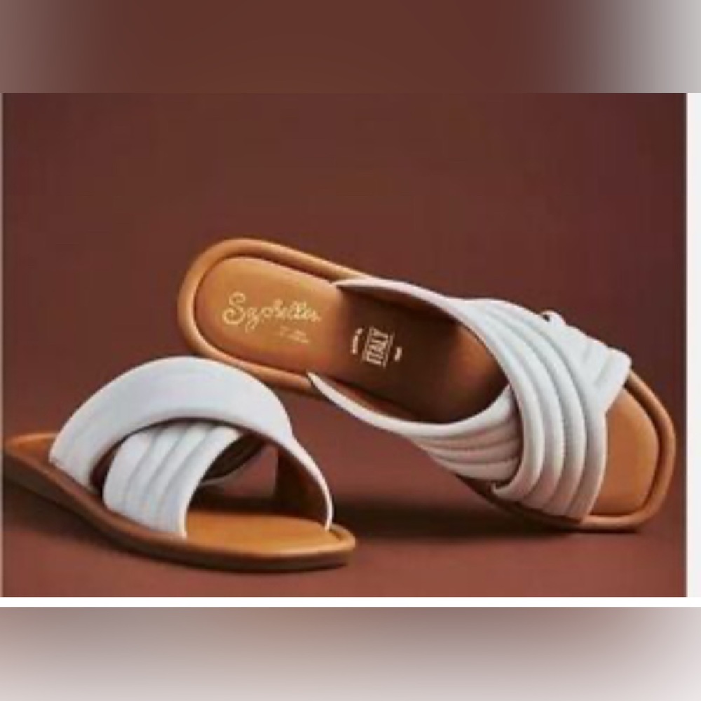 Seychelles Leather Crossband Slide Sandals Word For Word White Leather